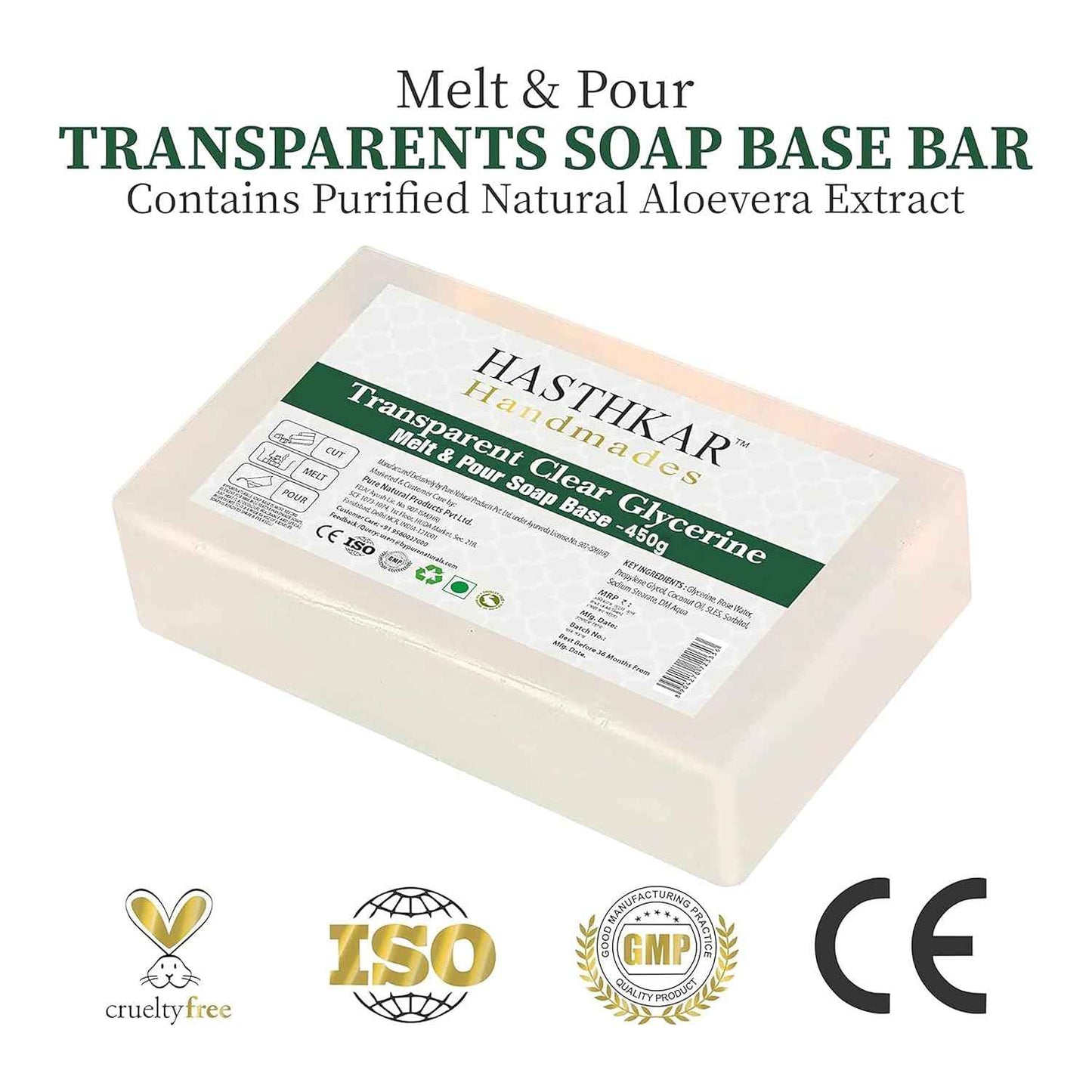 Hasthkar Clear Glycerine Soap Base Bar- 450gm