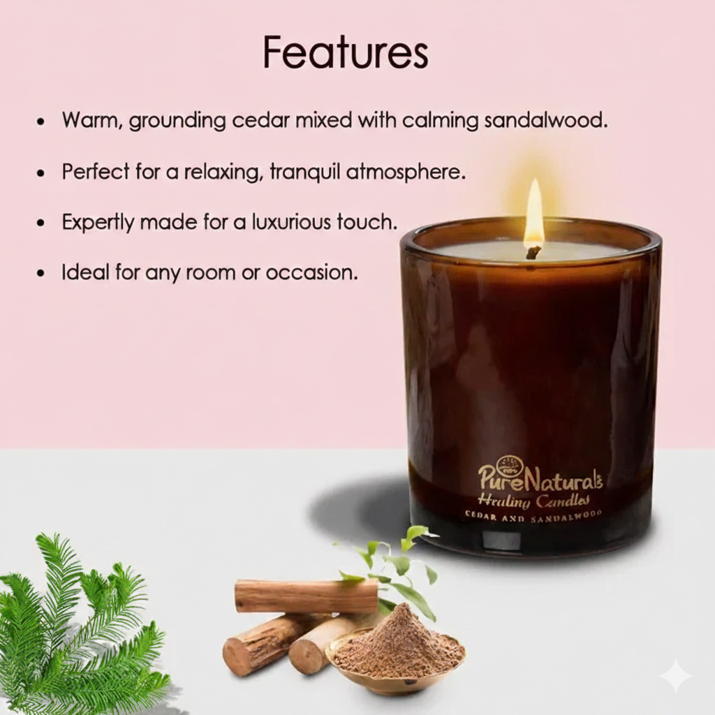 Soy Wax Healing Candles- 200ml Jar (Pack of 3 - Vanilla, Jasmine & Cedarwood)