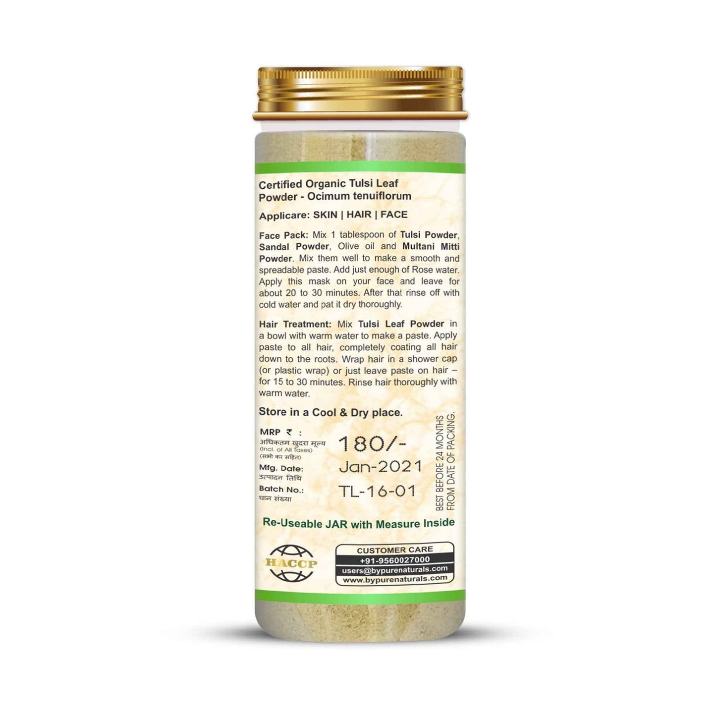 byPureNaturals 100% Organic Tulsi Powder- 115 Gm