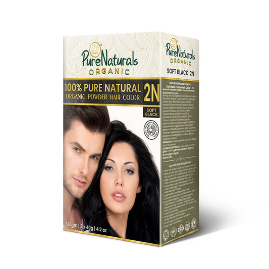 100% Organic Pure Natural Powder Hair Colour- 120 Gm- 2N Soft Black