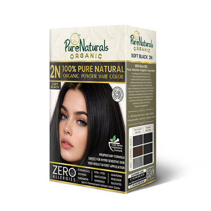 100% Organic Pure Natural Powder Hair Colour- 120 Gm- 2N Soft Black