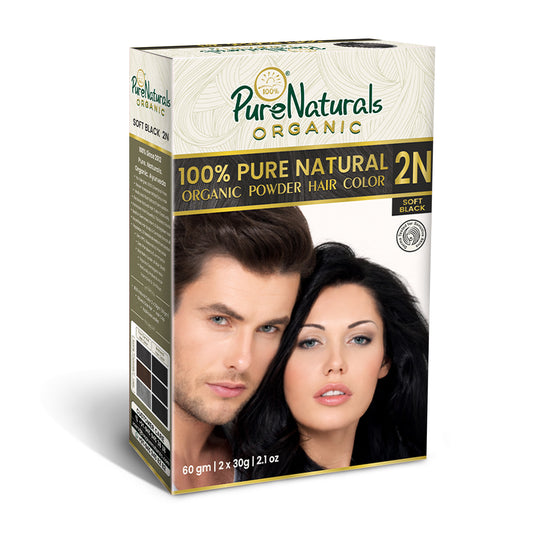 100% Organic Pure Natural Powder Hair Color- 60 Gm- 2N Soft Black