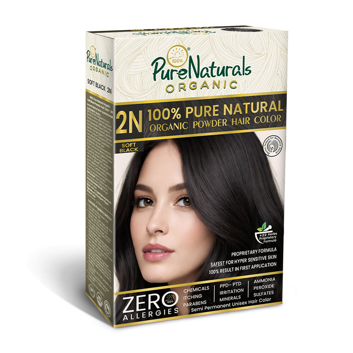 100% Organic Pure Natural Powder Hair Color- 60 Gm- 2N Soft Black