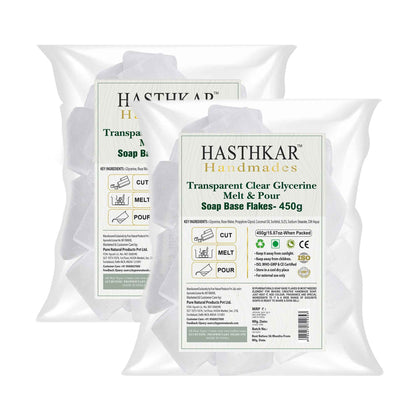 Hasthkar Clear Glycerine Soap Base Flakes- 450gm (Pack of 2)
