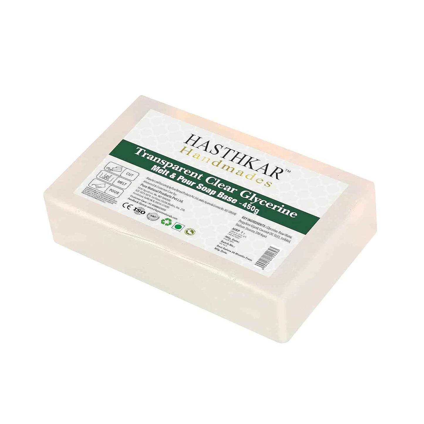 Hasthkar Clear Glycerine Soap Base Bar- 450gm (Pack of 2)