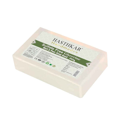 Hasthkar SLS & Paraben Free Clear Glycerine Soap Base Bar- 450Gm