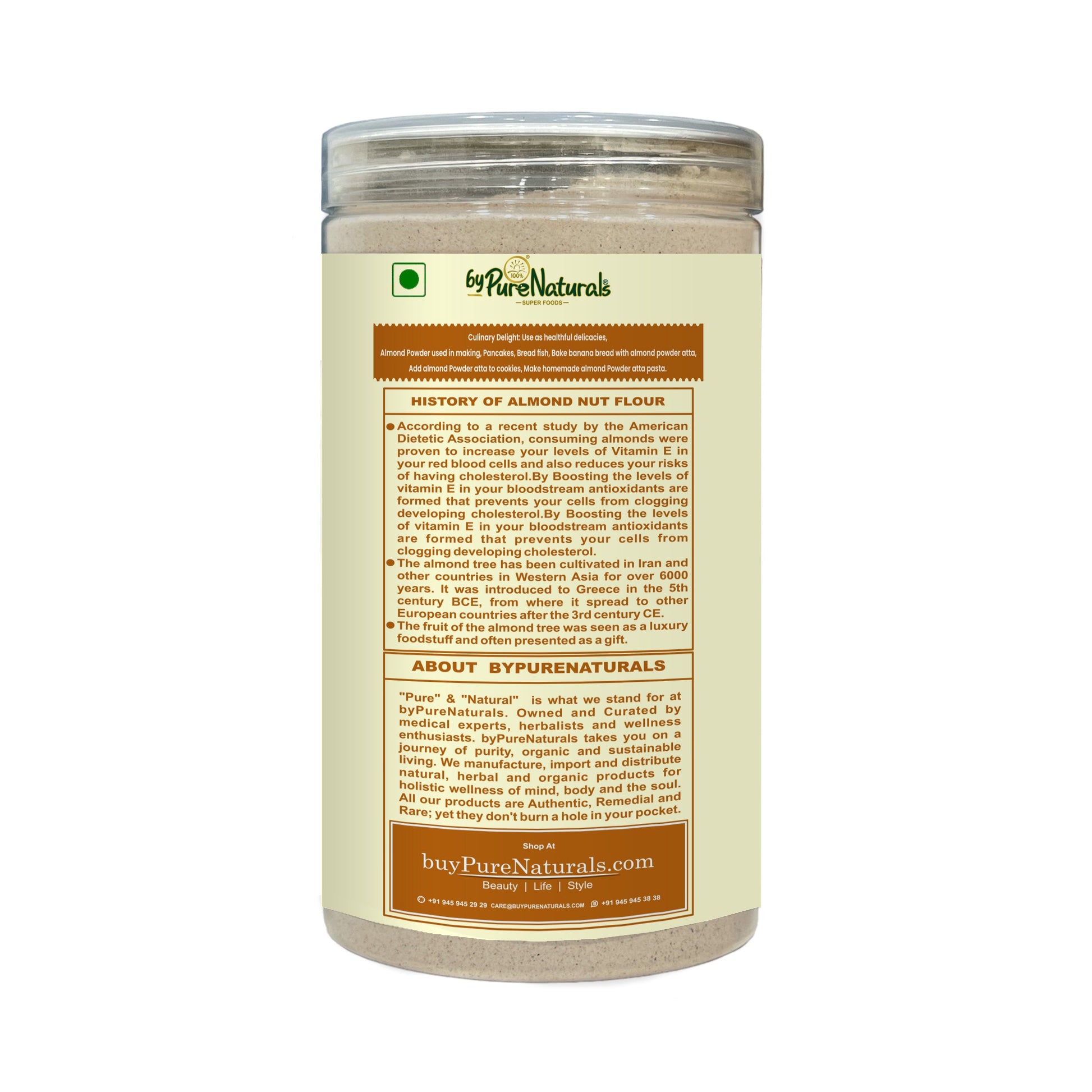 byPureNaturals Gluten Free Badaam Powder Atta (Almonds Flour)- 450 Gm - BuyPureNaturals