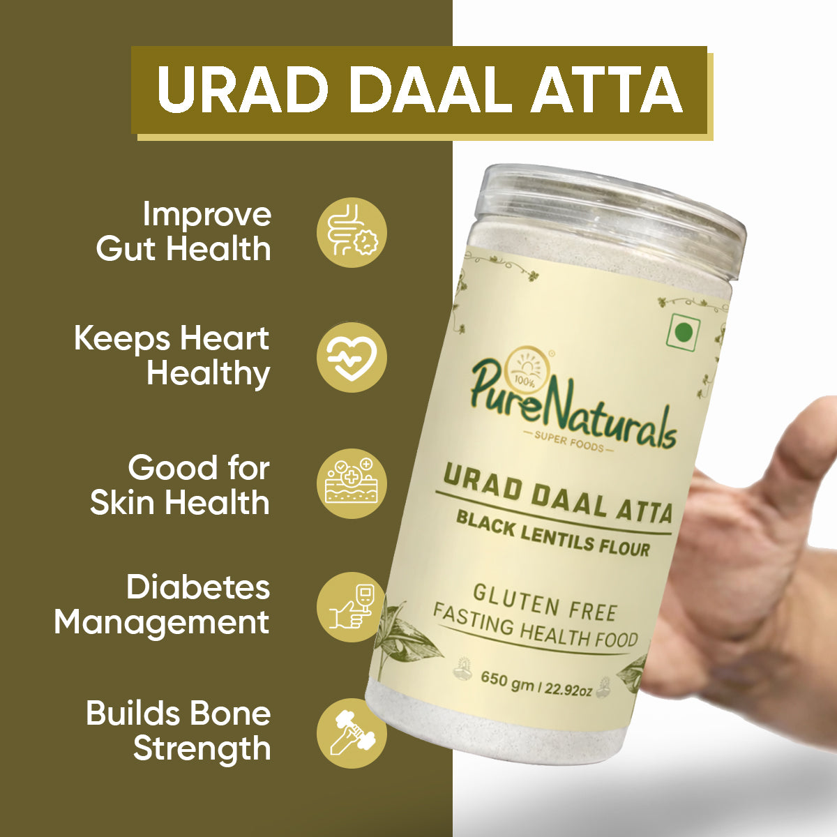 Gluten Free Atta – Urad Dal (Black Lentil) Flour 650g