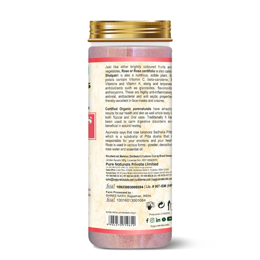 100% Organic Rose Petals Powder- 100 Gm