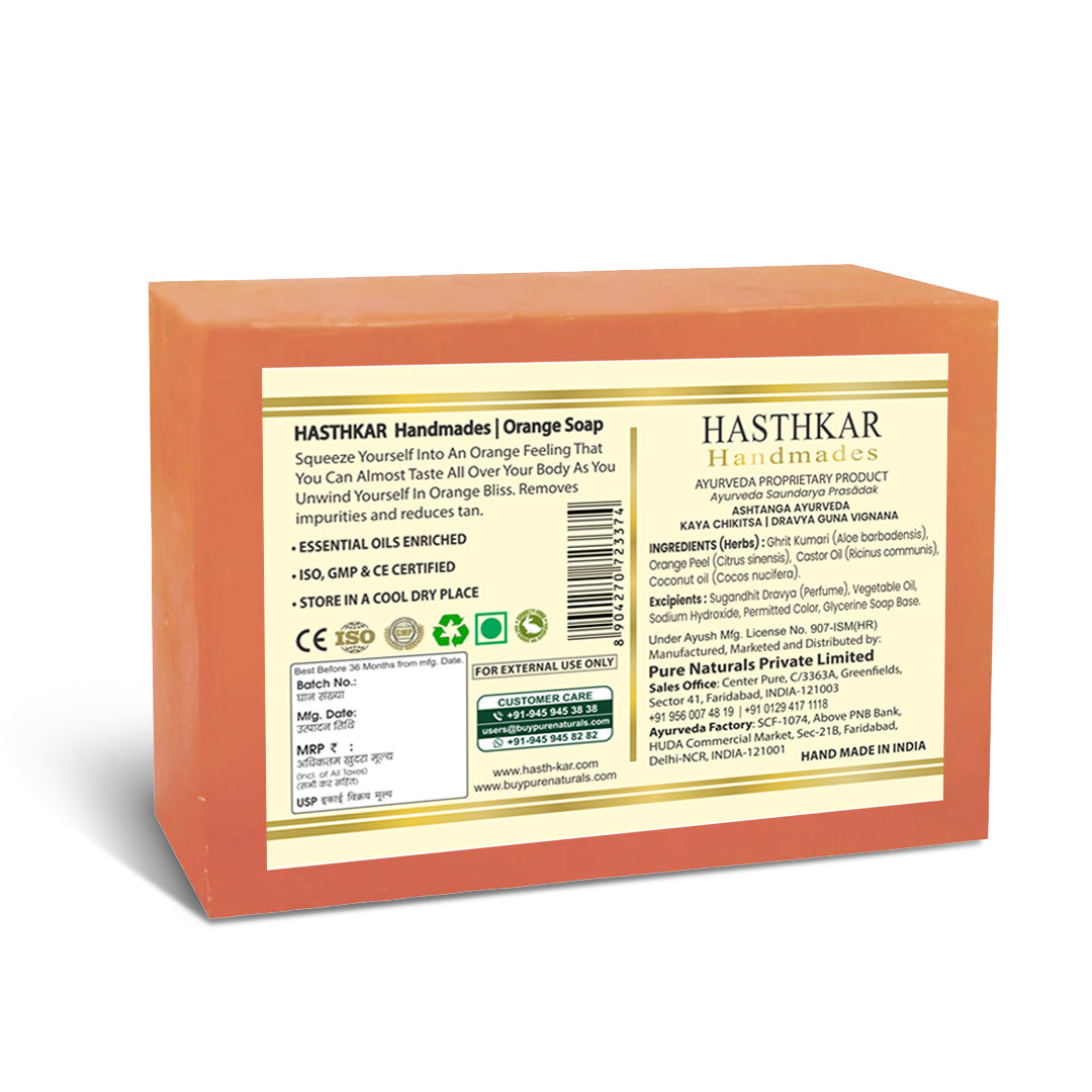 Hasthkar Handmade Glycerine Orange Soap- 125gm