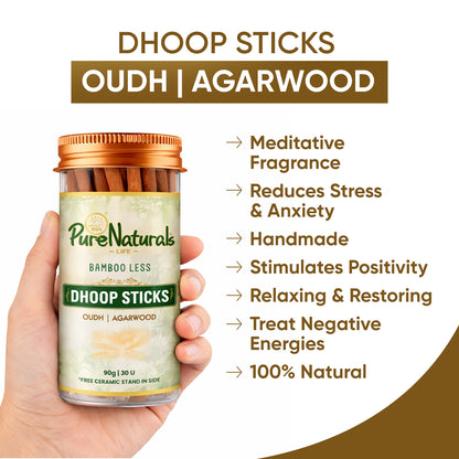 Bamboo Less Incense Agarwoud Oudh Dhoop Sticks- 30 Sticks Pack