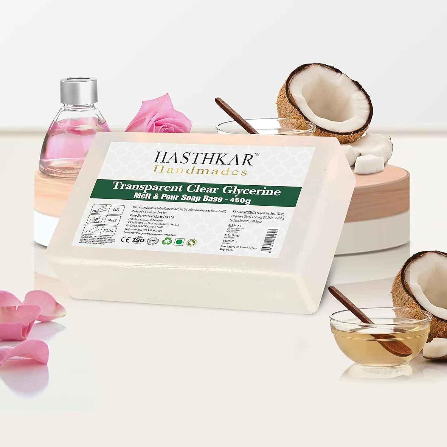 Hasthkar Clear Glycerine Soap Base Bar- 450gm (Pack of 2)