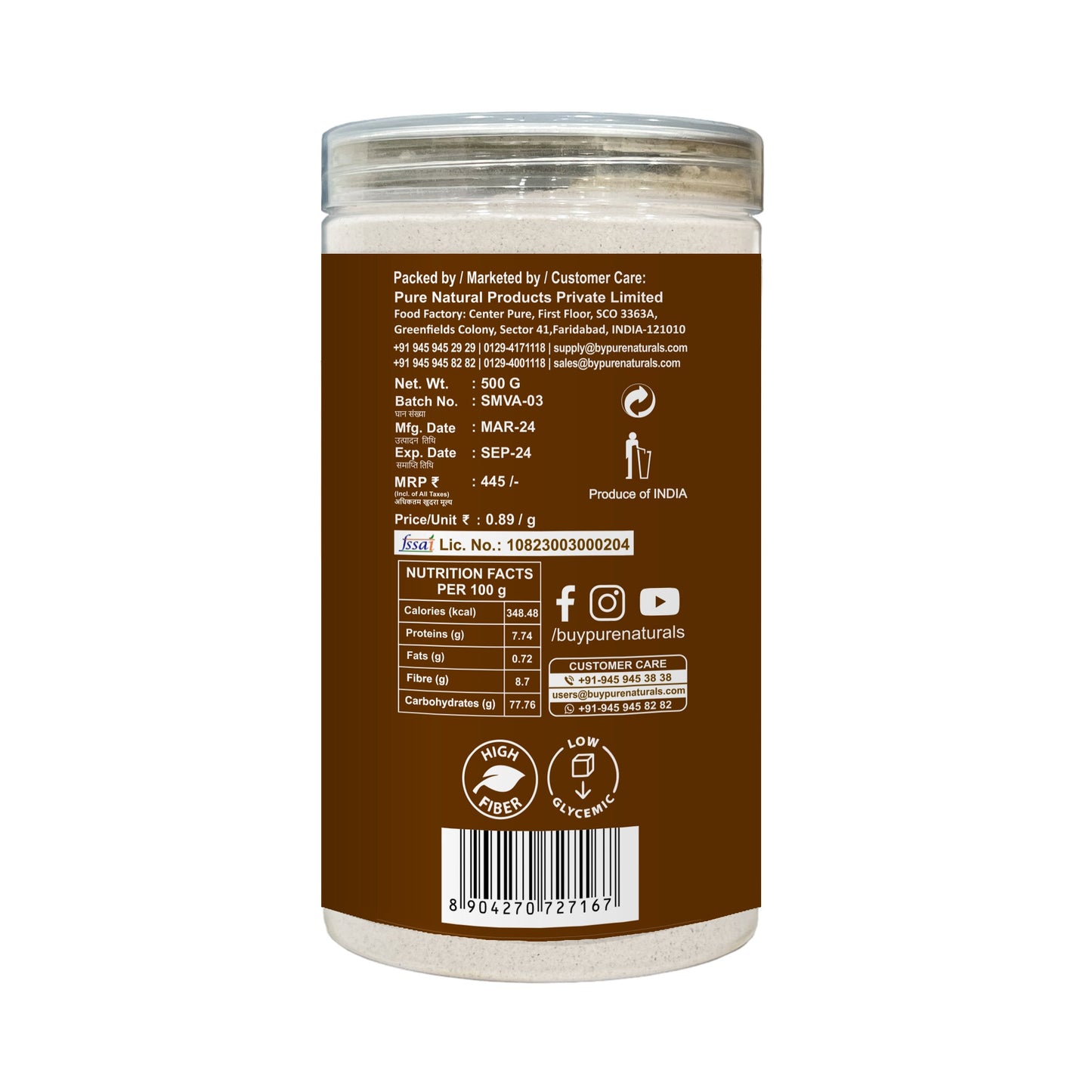 byPureNaturals Gluten Free Sama Rice Atta (Barnyard Millet Flour)- 500 Gm - BuyPureNaturals