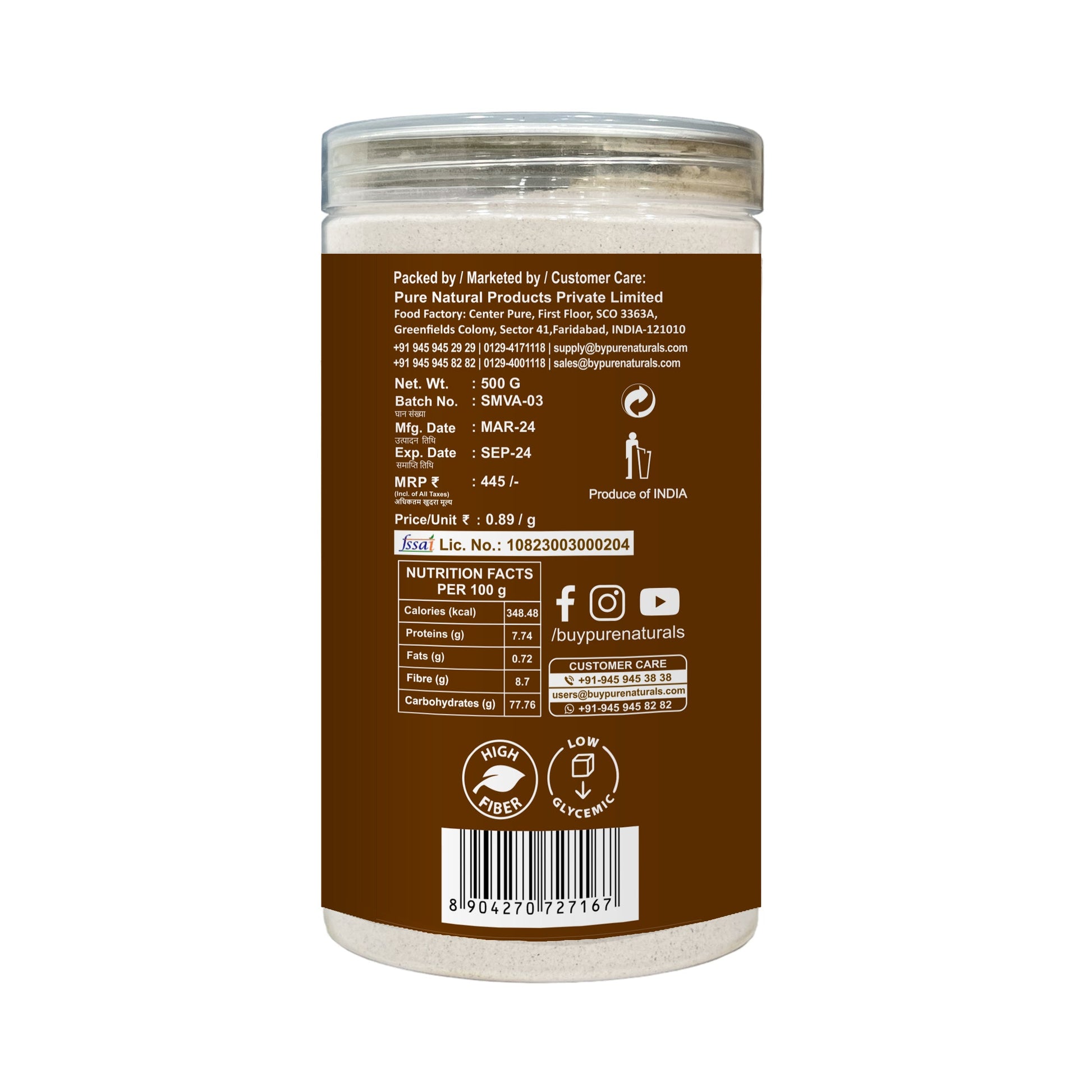 byPureNaturals Gluten Free Sama Rice Atta (Barnyard Millet Flour)- 500 Gm - BuyPureNaturals