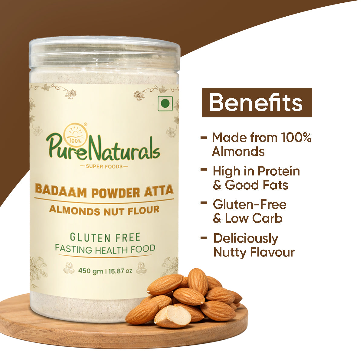 Gluten Free Badaam Powder Atta (Almonds Flour)- 450 Gm