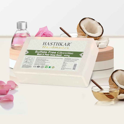 Hasthkar SLS & Paraben Free Clear Glycerine Soap Base Bar- 450gm (Pack of 2)