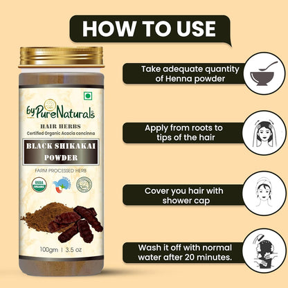 byPureNaturals 100% Organic Black Shikakai Powder- 100 Gm - BuyPureNaturals