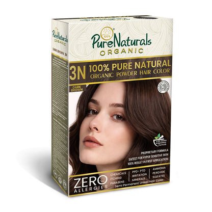 100% Organic Pure Natural Powder Hair Colour- 60 Gm- 3N Dark Brown