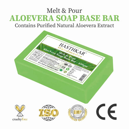 Hasthkar SLS & Paraben Free Aloevera Glycerine Soap Base Bar- 450gm