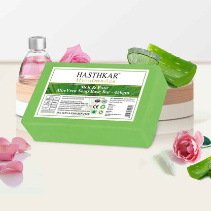 Hasthkar SLS & Paraben Free Aloevera Glycerine Soap Base Bar- 450gm (Pack of 2)