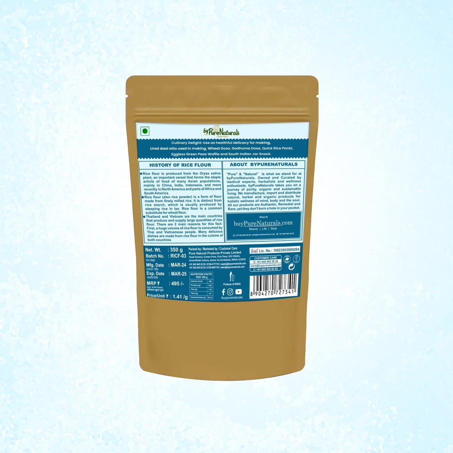 byPureNaturals Gluten Free Chawal Atta (Rice Flour)- 350 Gm - BuyPureNaturals