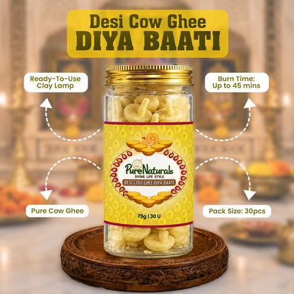 Cow Ghee Diya Baati for Pooja- 30pcs