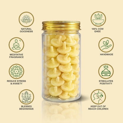 Cow Ghee Diya Baati for Pooja- 30pcs
