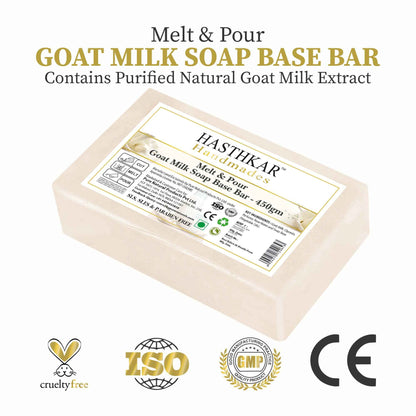 Hasthkar SLS & Paraben Free Goat Milk Glycerine Soap Base Bar- 450gm (Pack of 2)