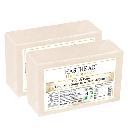 Hasthkar SLS & Paraben Free Goat Milk Glycerine Soap Base Bar- 450gm (Pack of 2)