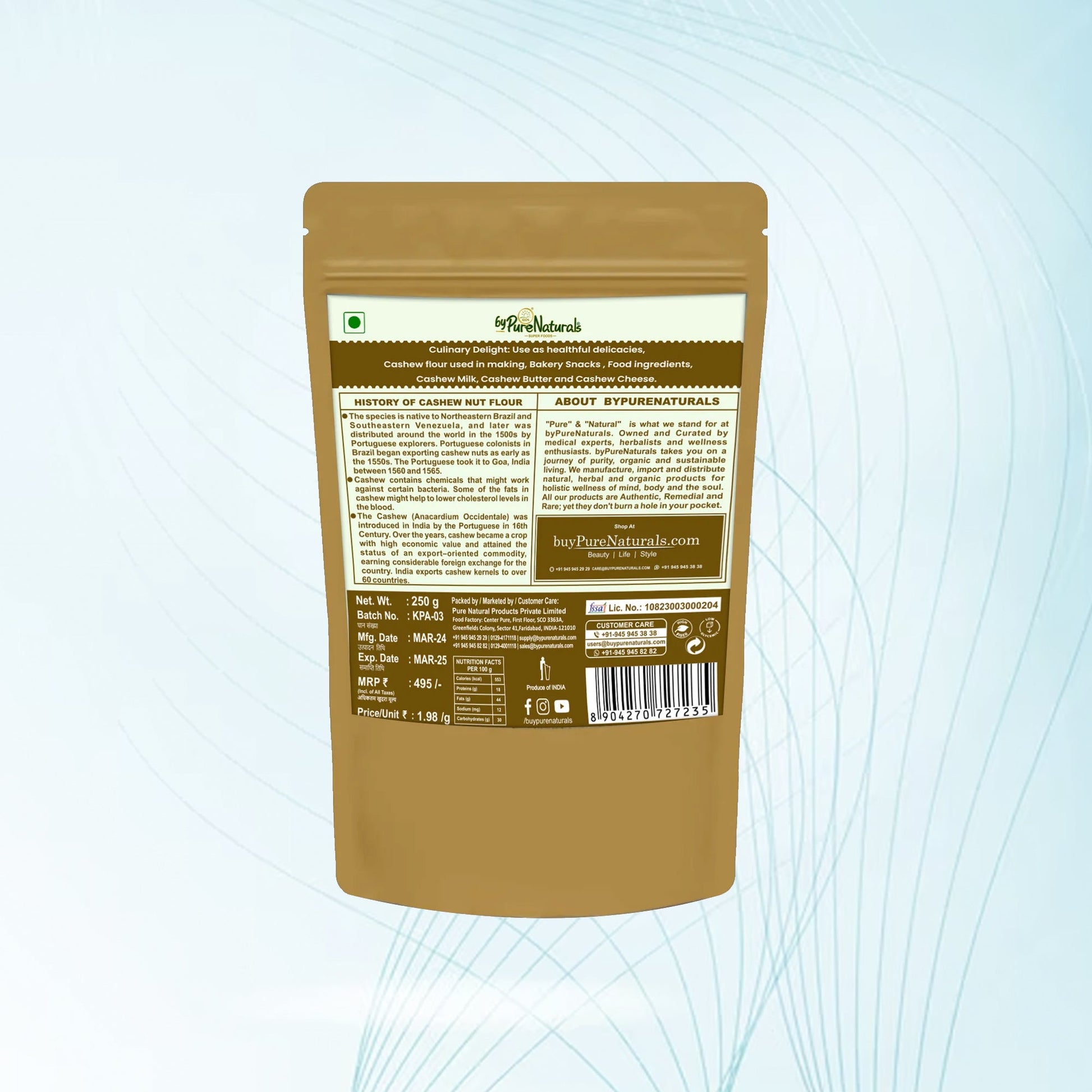 byPureNaturals Gluten Free Kaju Atta (Cashew Flour)- 250 Gm - BuyPureNaturals