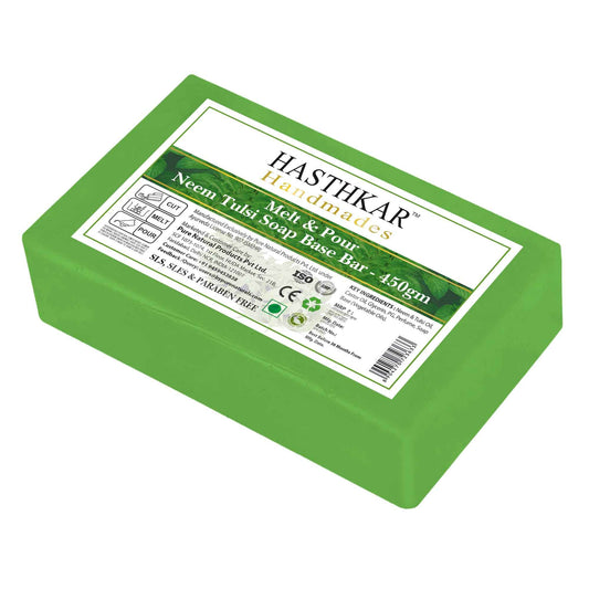 Hasthkar SLS & Paraben Free Neem Tulsi Glycerine Soap Base Bar- 450 Gm
