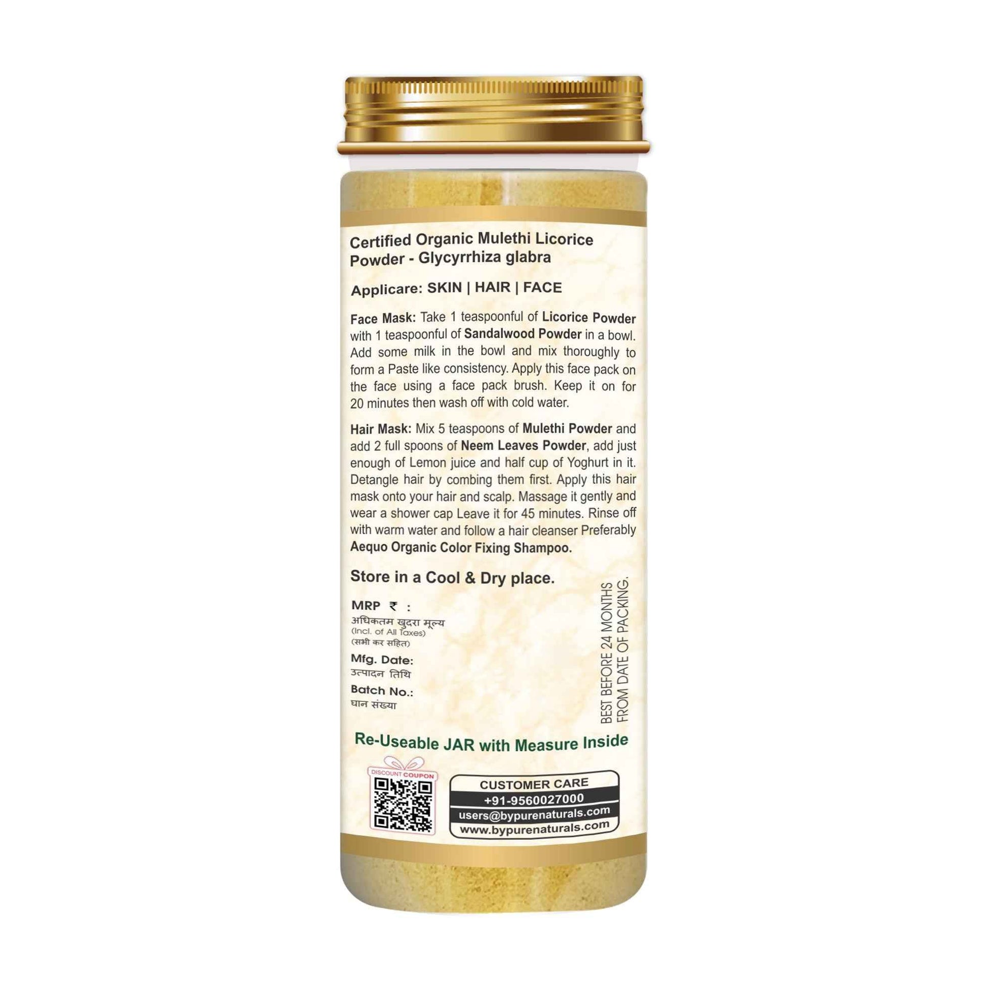 byPureNaturals 100% Organic Mulethi Licorice Powder- 125 Gm