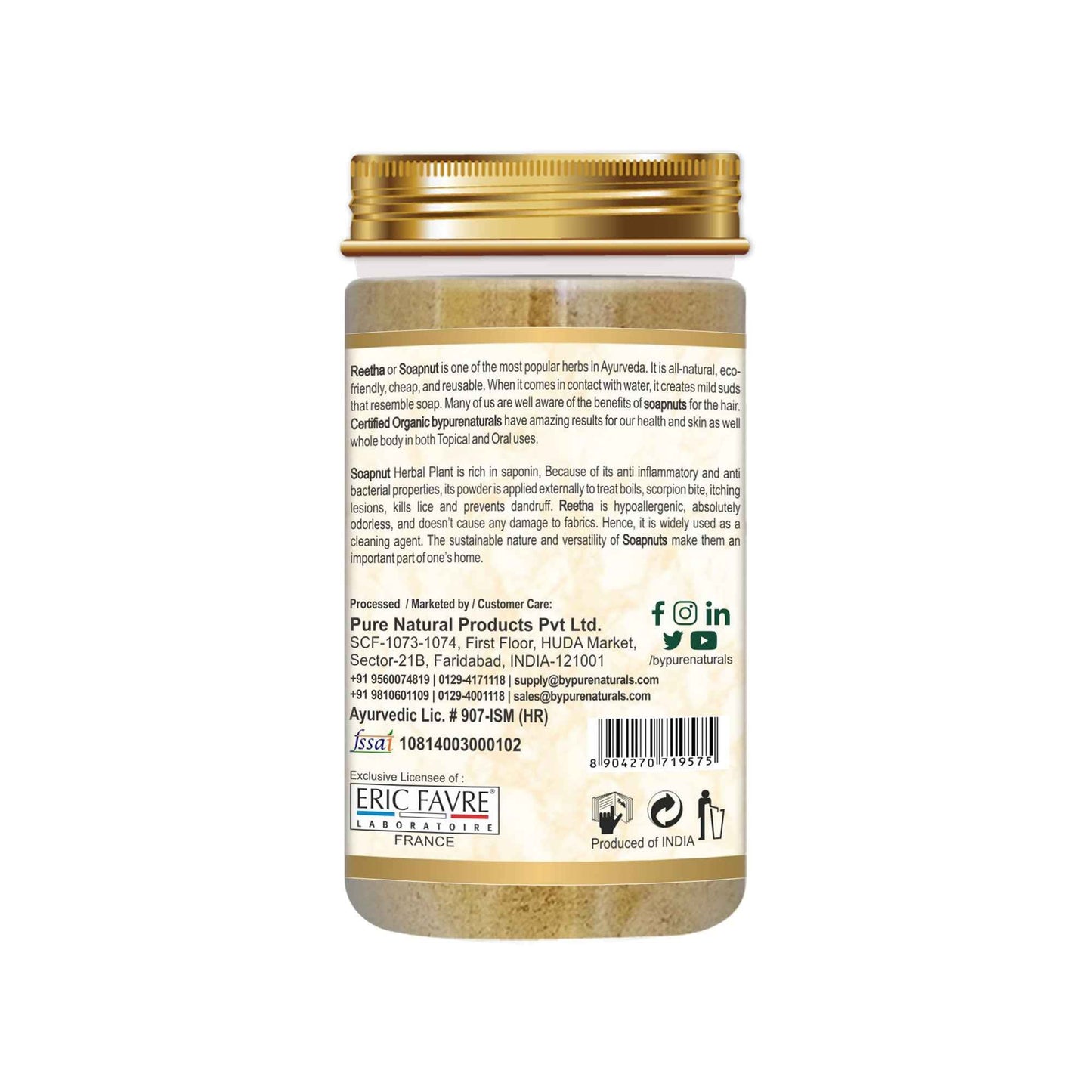 byPureNaturals 100% Organic Reetha Powder- 125 Gm