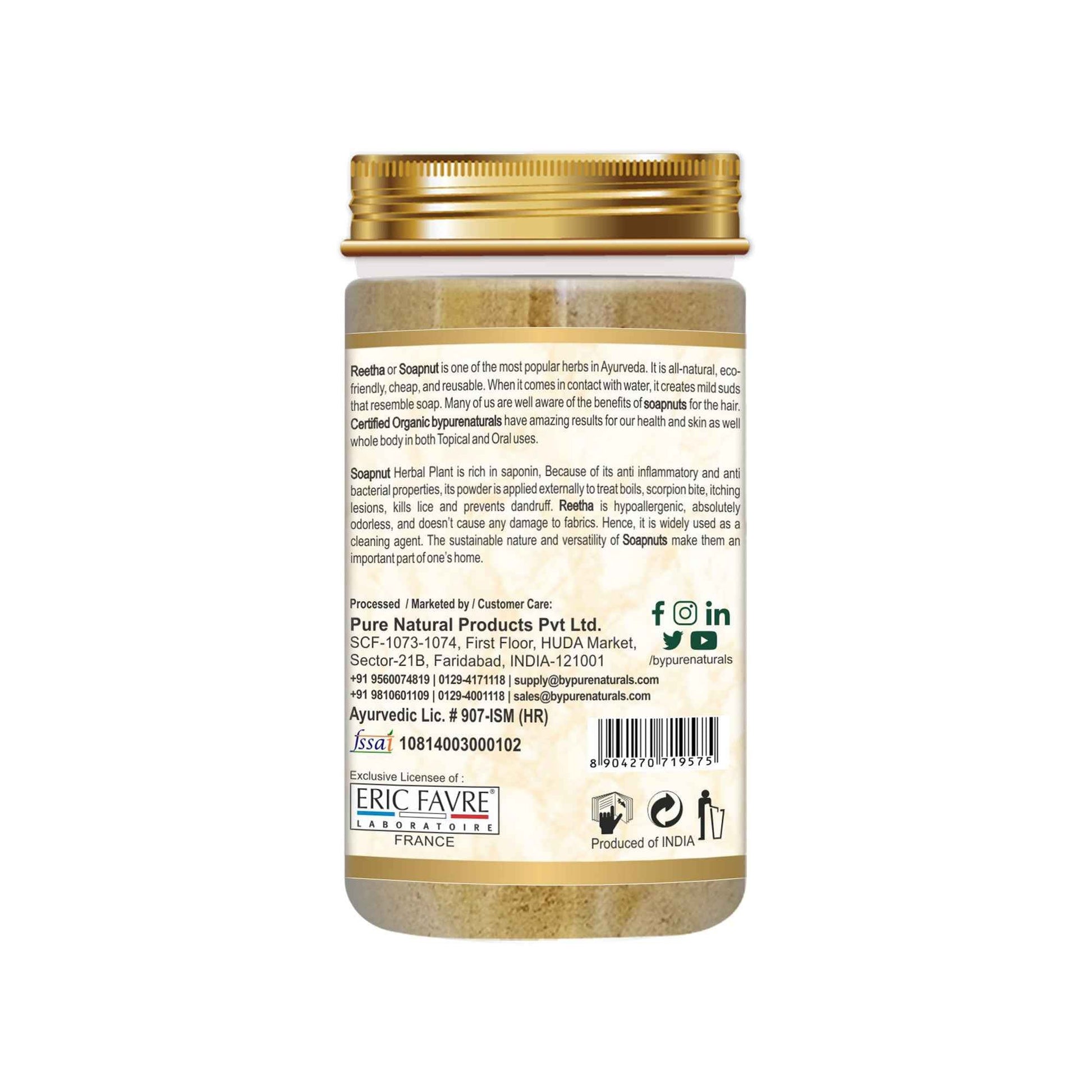 byPureNaturals 100% Organic Reetha Powder- 125 Gm