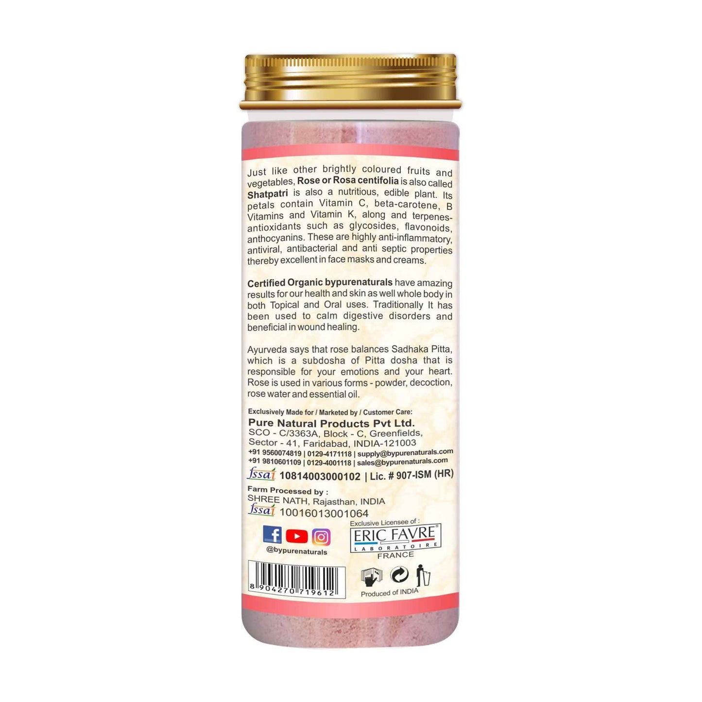 byPureNaturals 100% Organic Rose Petals Powder- 100 Gm