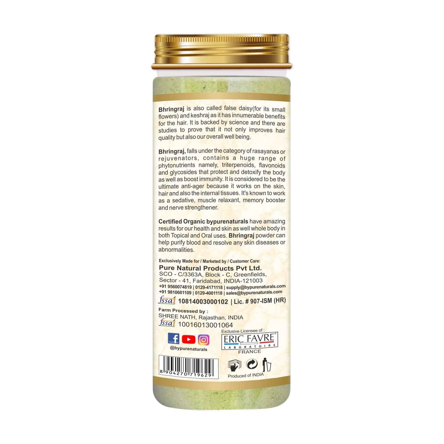 byPureNaturals 100% Organic Bhringraj Powder- 100 Gm