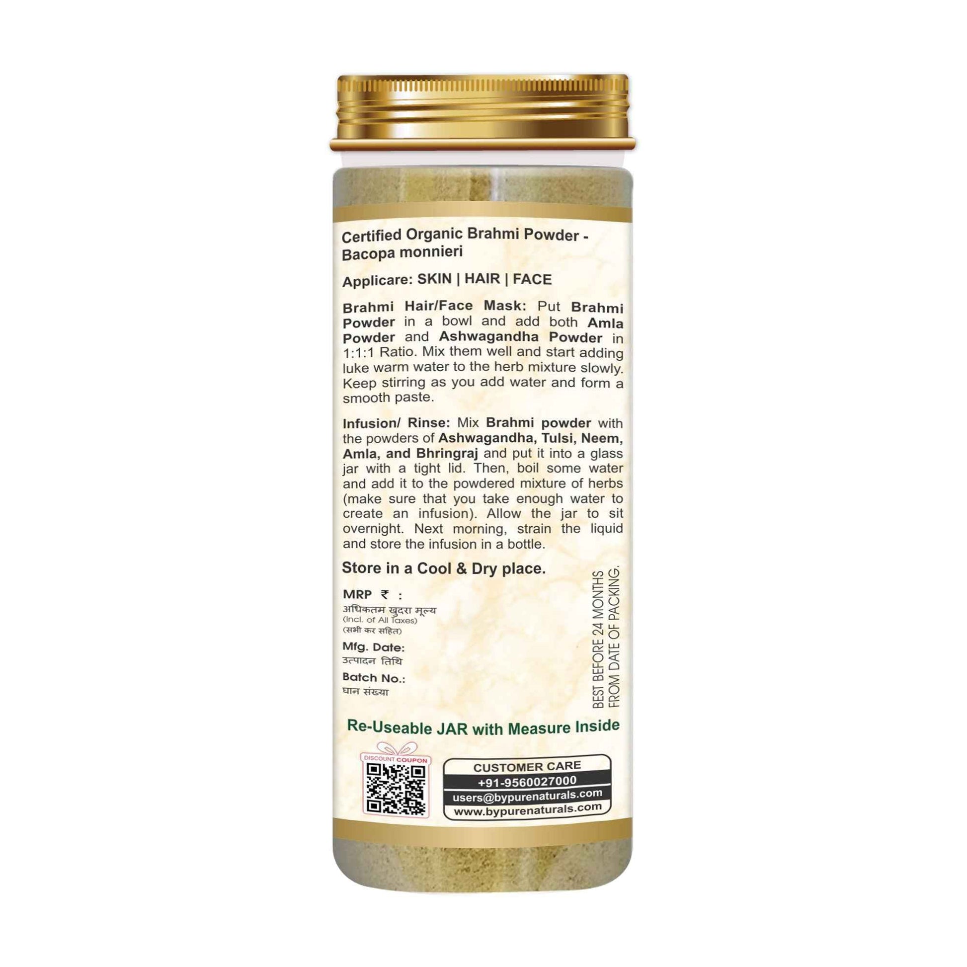 byPureNaturals 100% Organic Brahmi Powder- 100 Gm