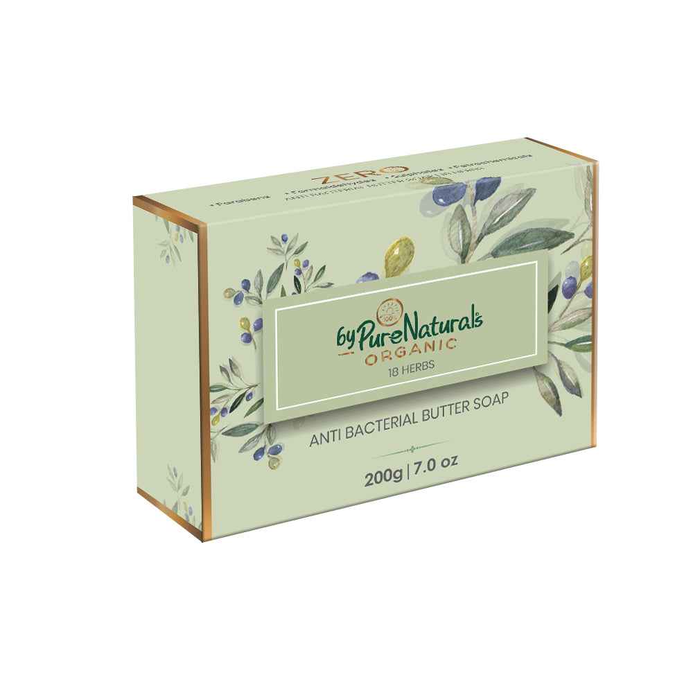byPureNaturals Organic Herbal Anti Bacterial Butter Soap | 18 Herbs Soap - 200gm