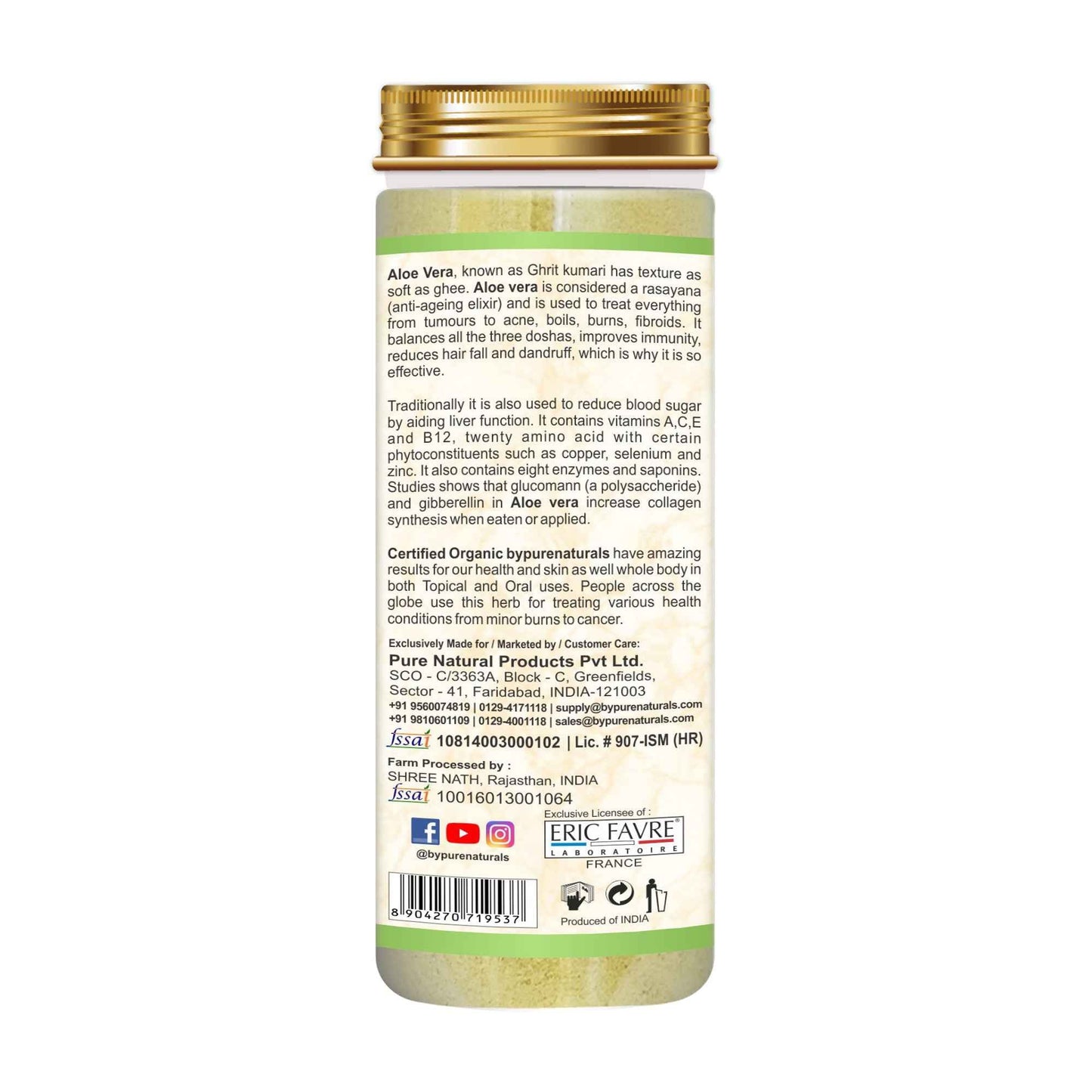 byPureNaturals 100% Organic Aloevera Powder- 100 Gm