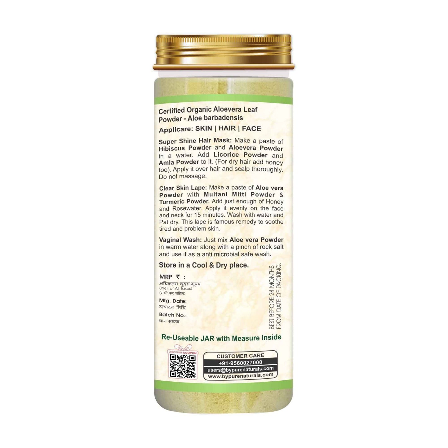 byPureNaturals 100% Organic Aloevera Powder- 100 Gm