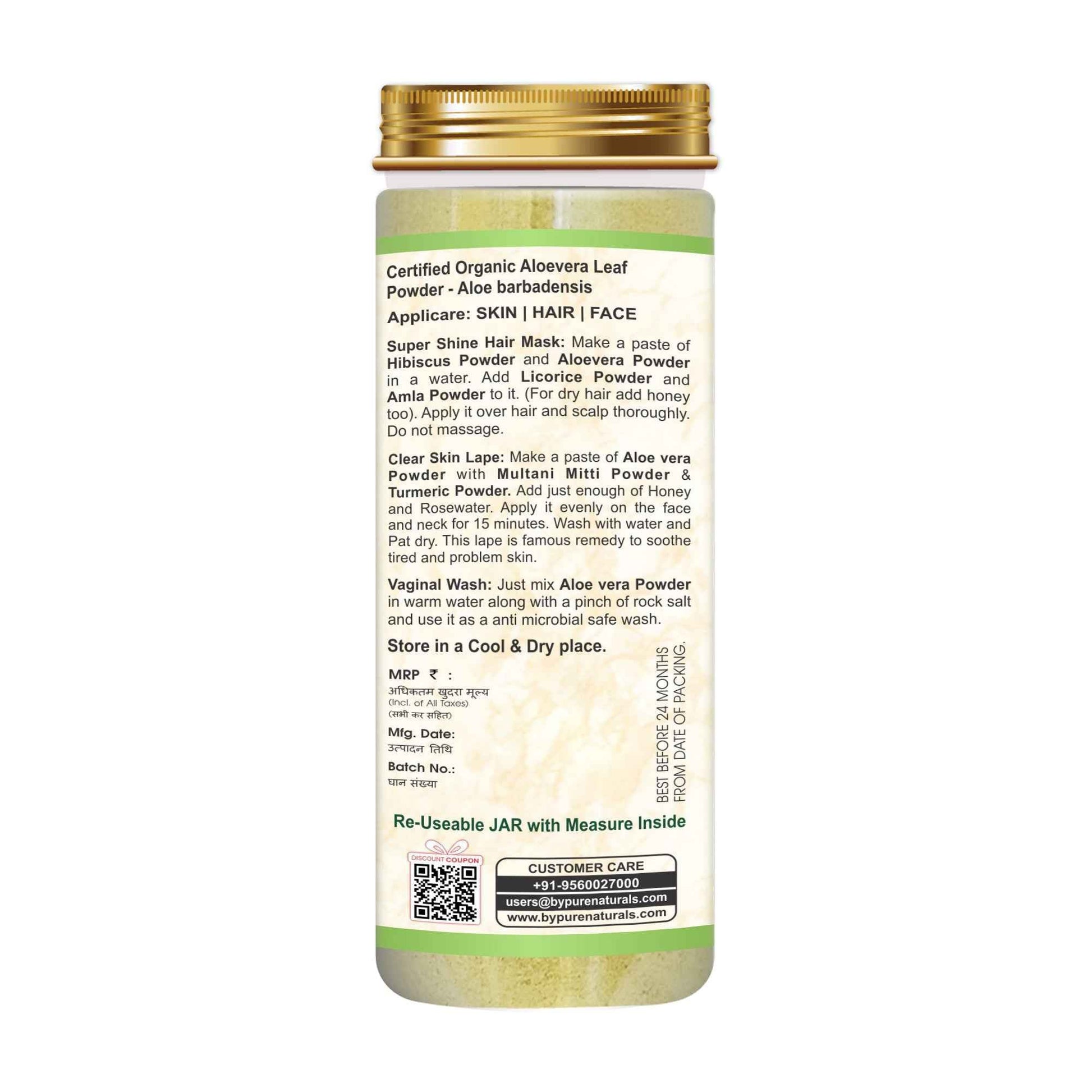 byPureNaturals 100% Organic Aloevera Powder- 100 Gm