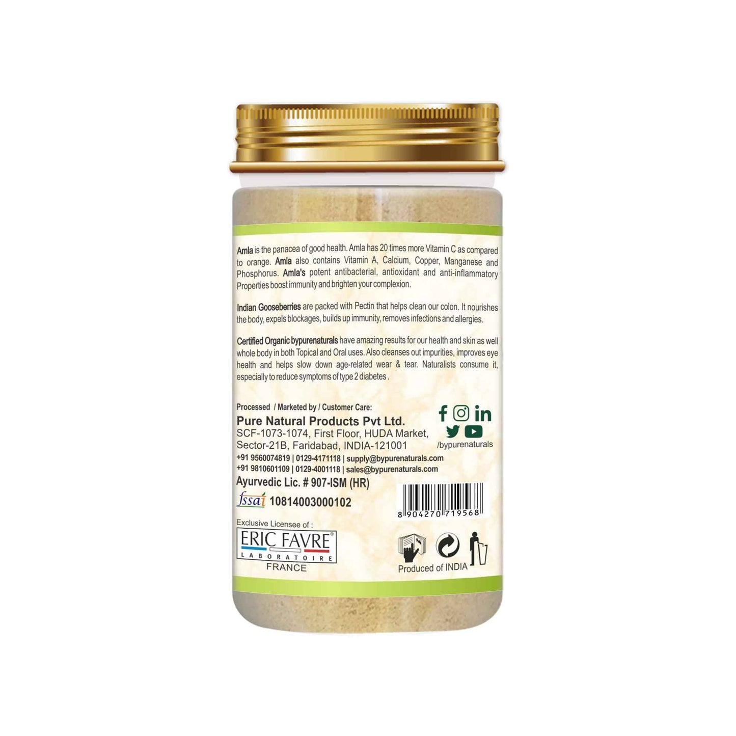 byPureNaturals 100% Organic Amla Powder- 125 Gm