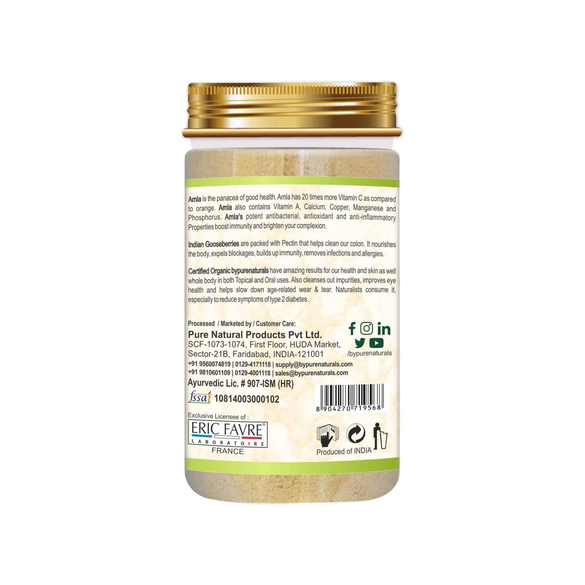 byPureNaturals 100% Organic Amla Powder- 125 Gm