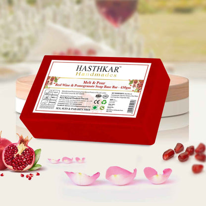 Hasthkar SLS & Paraben Free Red Wine with Pomegranate Glycerine Soap Base Bar- 450gm