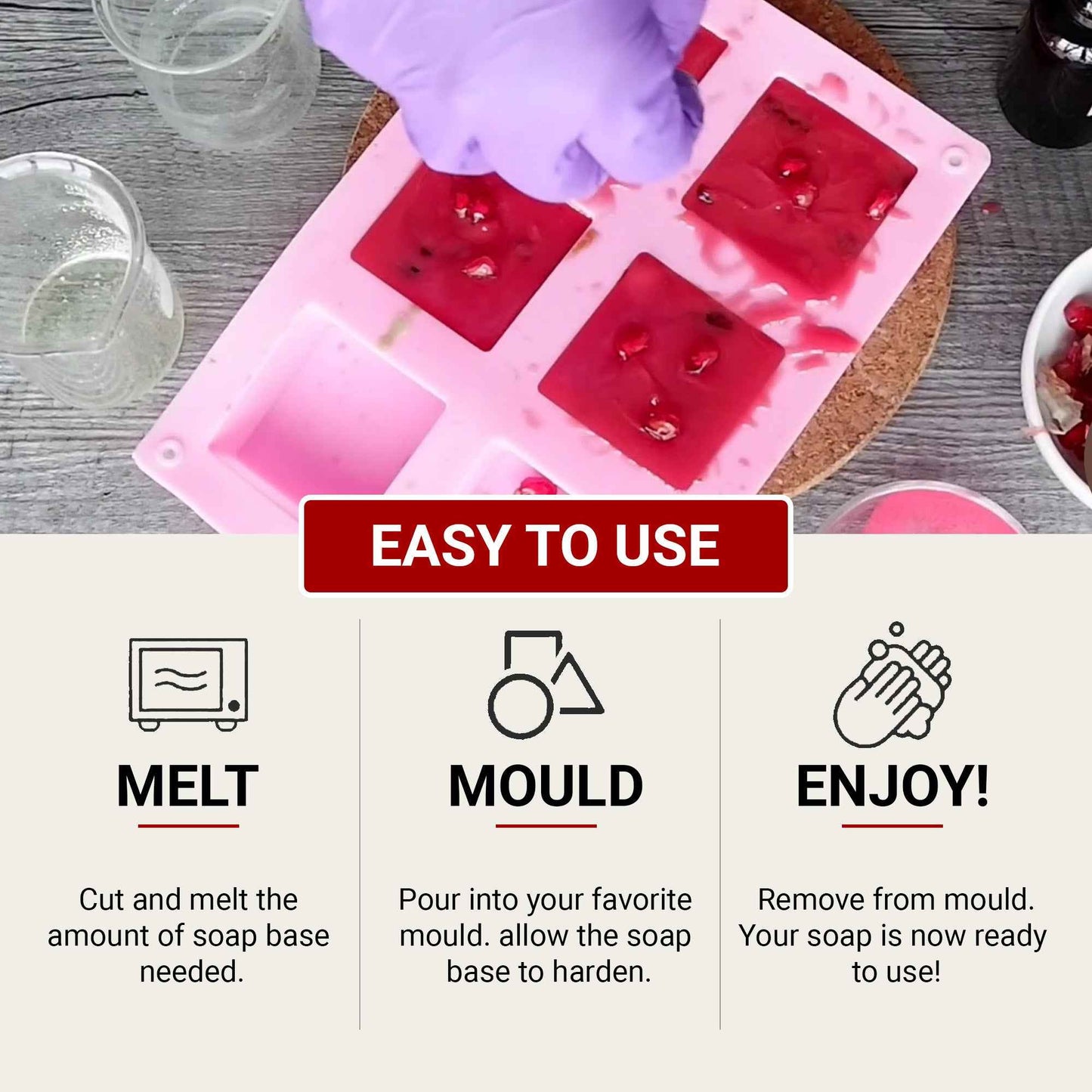 Hasthkar SLS & Paraben Free Red Wine with Pomegranate Glycerine Soap Base Bar- 450gm