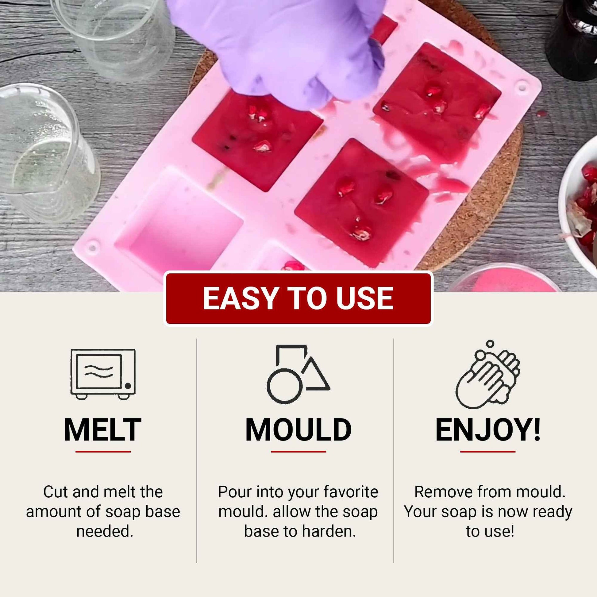 Hasthkar SLS & Paraben Free Red Wine with Pomegranate Glycerine Soap Base Bar- 450gm (Pack of 2)
