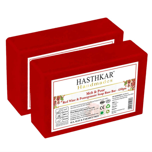Hasthkar SLS & Paraben Free Red Wine with Pomegranate Glycerine Soap Base Bar- 450gm (Pack of 2)