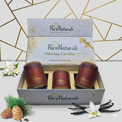 Soy Wax Healing Candles- 200ml Jar (Pack of 3 - Vanilla, Jasmine & Cedarwood)