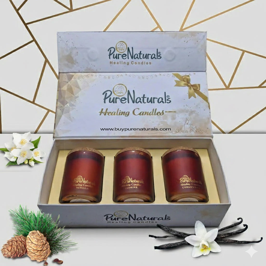 Soy Wax Healing Candles- 200ml Jar (Pack of 3 – Coffee, Ylang Ylang, Cedar and Sandalwood)