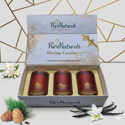 Soy Wax Healing Candles- 200ml Jar (Pack of 3 – Coffee, Ylang Ylang, Cedar and Sandalwood)